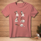 Four sequential cartoon snowmen failing at snowball fights and melting.