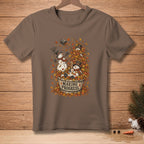 Three snowmen are in a bucket surrounded by autumn leaves with text "MAKING PROGRESS."