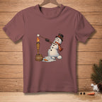 Melting snowman trying to toast marshmallow over a torch labeled "Patience".