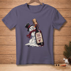 Snowman struggling to cork a wine bottle with text "SAVE SOME FOR LATER".