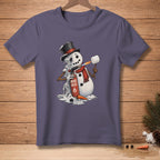 Melting snowman with a propane torch and a marshmallow.