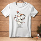 Melting snowman with jump rope and "Cardio" text on white t-shirt.