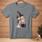 Melting snowman with wine bottle graphic that reads "Just a splash."