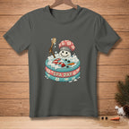 Snowman in a bathtub with a shower brush and text "SPA DAY".