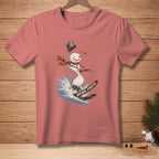 Snowman skiing through water with "NATURAL ATHLETE." text.