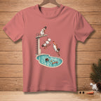 Snowmen diving into a pool, one reads "YOUR TURN."