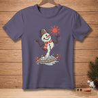 Melting snowman with bucket hat, scarf, and text "FOUND MY RHYTHM".