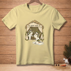 T-shirt with melting snowmen in a beach hut with "Happy Hour" text.