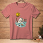 Snowman playing water polo with "MAN UP" text on the ball.