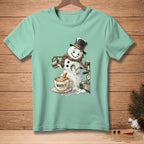 Snowman pouring milk into coffee cup with "WORTH IT." text.