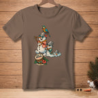Snowmen with Hawaiian shirts, sunglasses, and a parrot on a drum that says "KEEP IT MOVING."