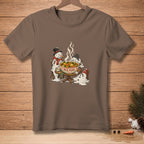 Snowmen melting around a hot bowl of soup with text "MILD, PLEASE."