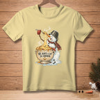 Snowman eating spaghetti from a bowl with text "We Have A Lot In Common."