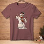 Muscular snowman flexing biceps on a maroon t-shirt with text "42 Peak Condition."