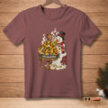Snowman wearing a top hat and scarf eating nachos with "Add Jalapenos" text.