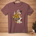 Snowman wearing a top hat and scarf eating nachos with "Add Jalapenos" text.
