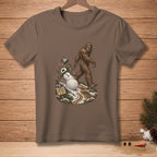 Bigfoot walking past a melting snowman with a sign that reads "Nailed the Walk."