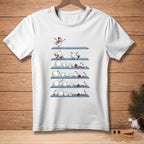 Snowman building progression with falling snowmen and snowball elements.