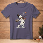 Melting snowman wearing a hat and scarf, holding a football labeled "Tight Spiral".