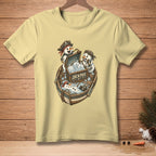 Pirate snowmen in a boat with a chest labeled "JACKPOT".