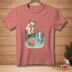 Snowman on pier, dolphin jumping, and ball with text "CLOSE ENOUGH".