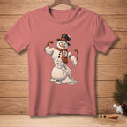T-shirt with a muscular, melting snowman graphic featuring "42 PEAK CONDITION".