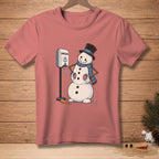 Snowman with top hat and scarf using hand sanitizer dispenser.